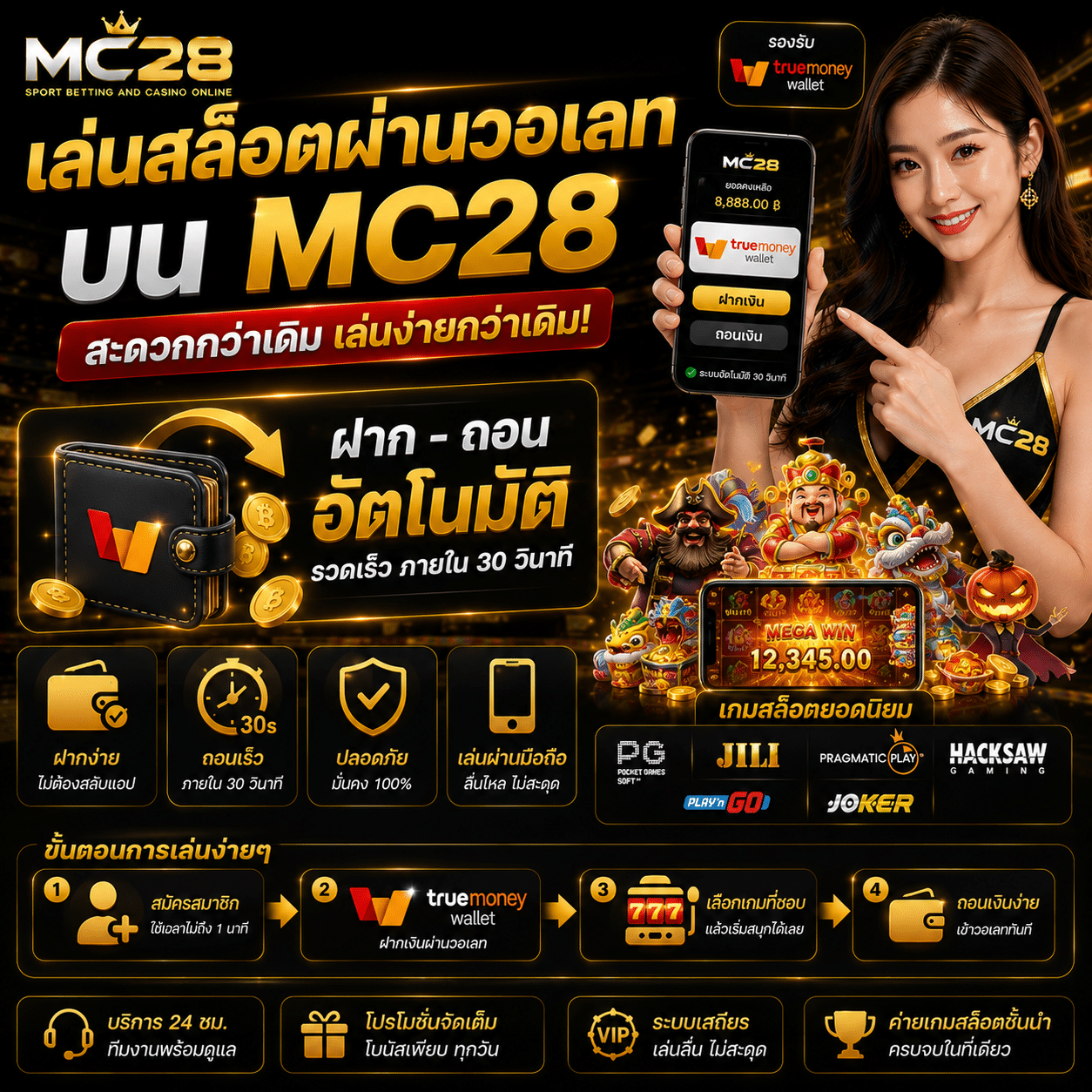 เล่นสล็อตผ่านวอเลทบน MC28 สะดวกกว่ายังไง